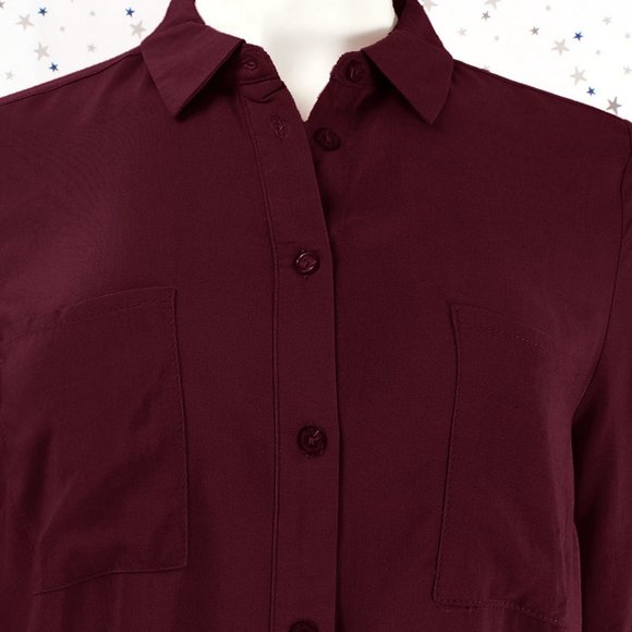Classic Button Up Dress Shirt Burgundy - Picture 3 of 7
